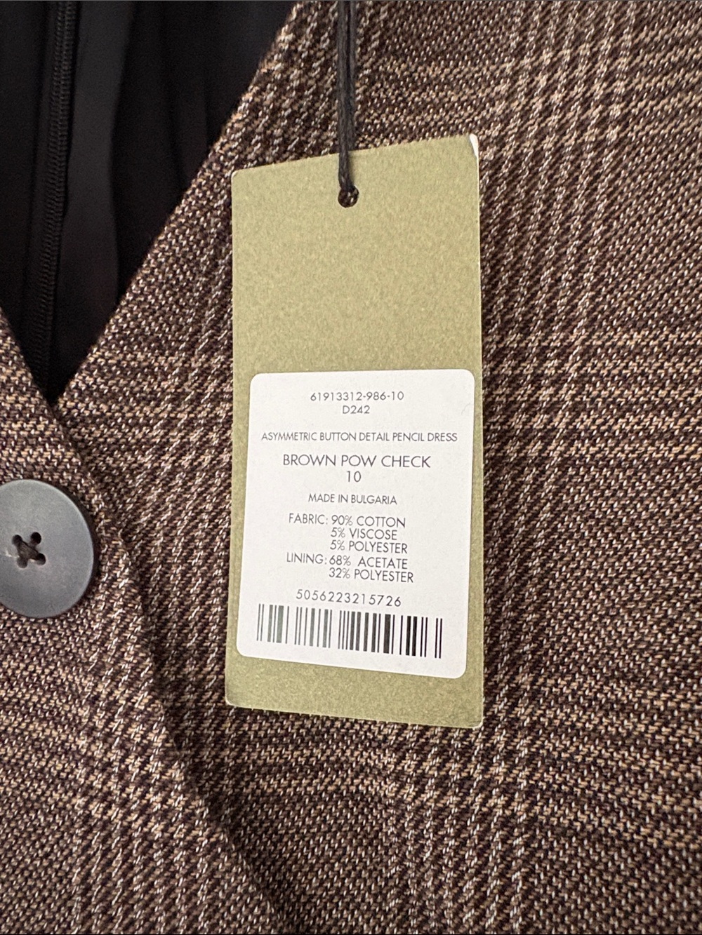 CEFIN Sofia prince of Wales Checked  cotton blend Wrap Midi Dress in Brown - Picture 4 of 4